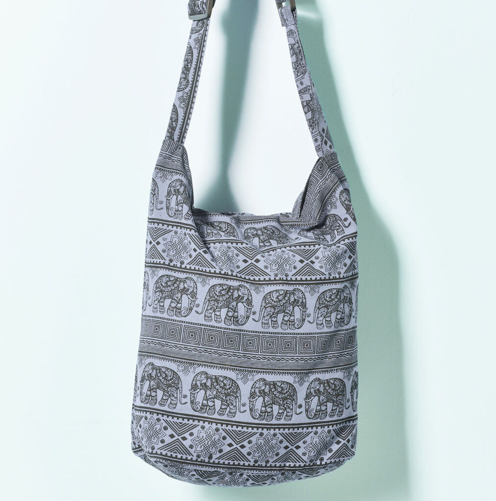 Grey Elephant Cotton Shoulder Bag Wildwood Bude Cornwall