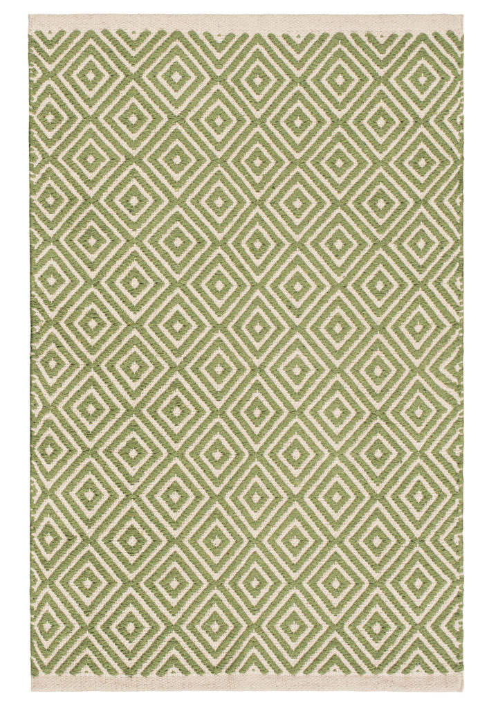 Diamond weave sage green handloom rug - Wildwood | Bude | Cornwall