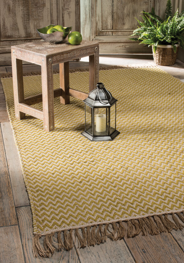 Old gold recycled cotton rug