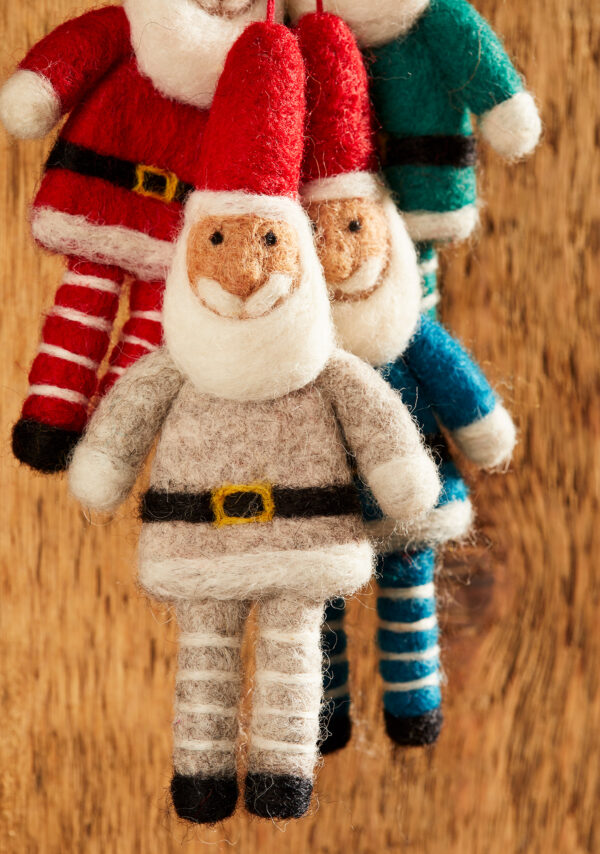 natural felt santa christmas decoration neutral