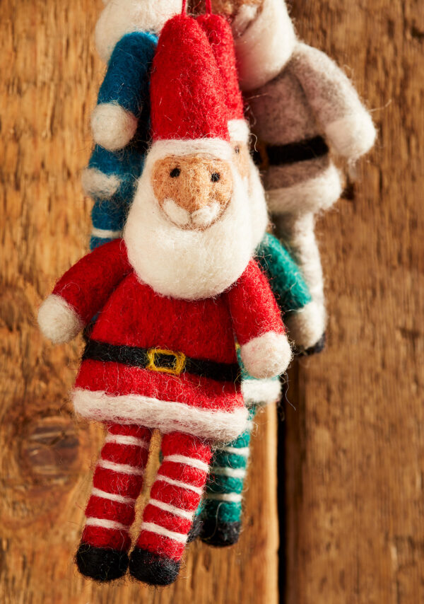 red santa decoration wildwood cornwall fair trade felt