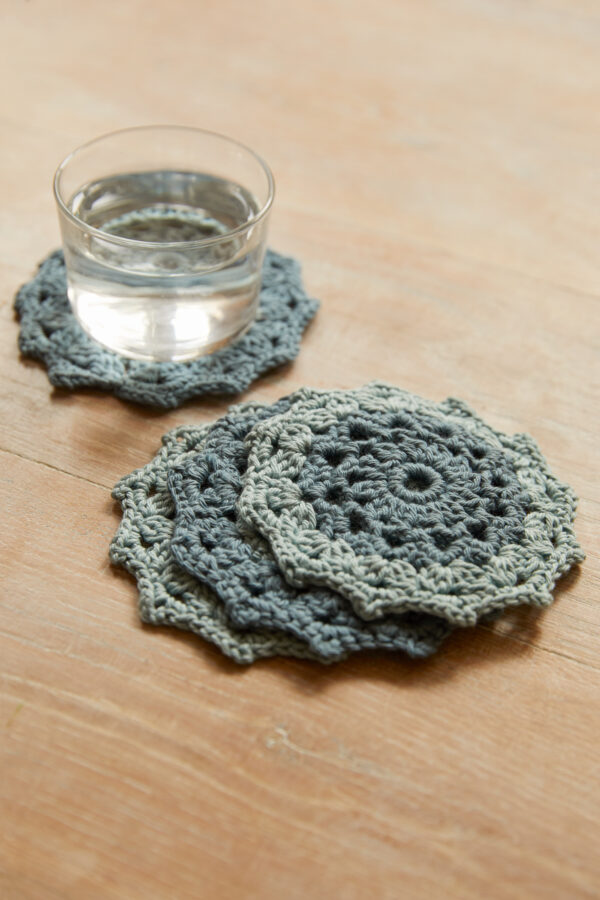 Blue crochet kit DIY coaster set Wildwood Cornwall