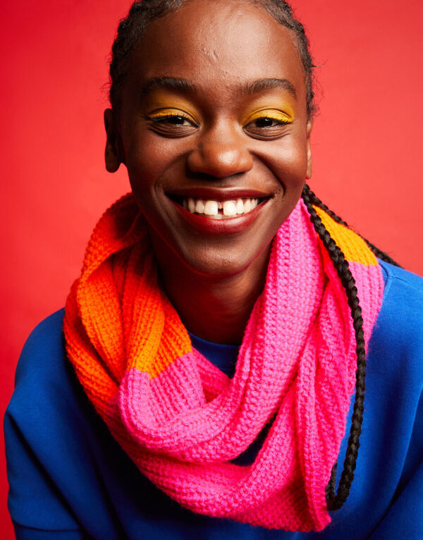 DIY snood kit orange and pink knitting kit wildwood cornwall