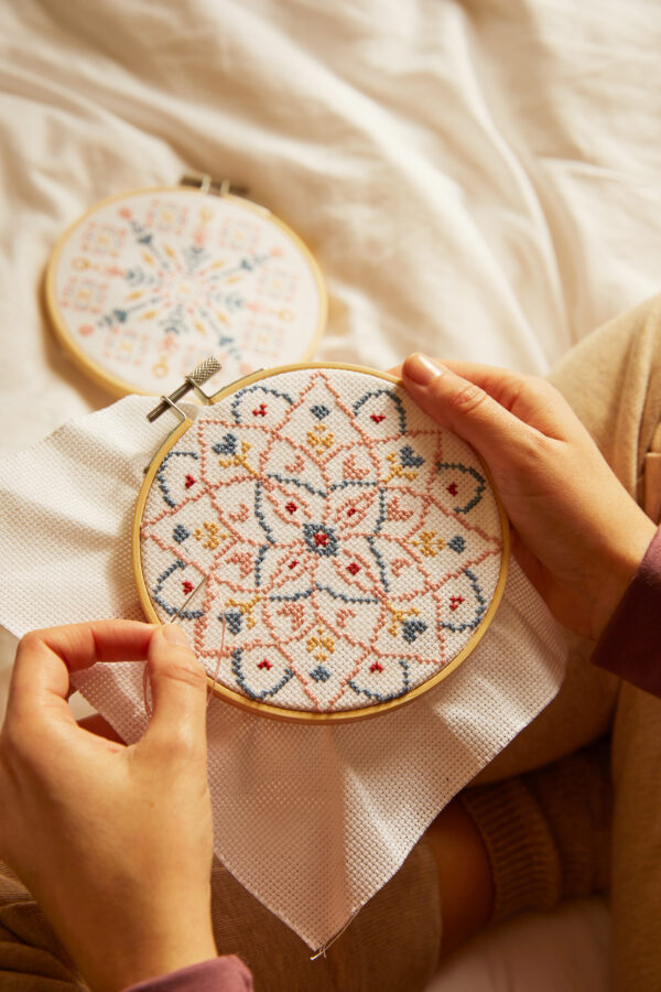 Round mandala cross sticth kit mindful gift wildwood Cornwall