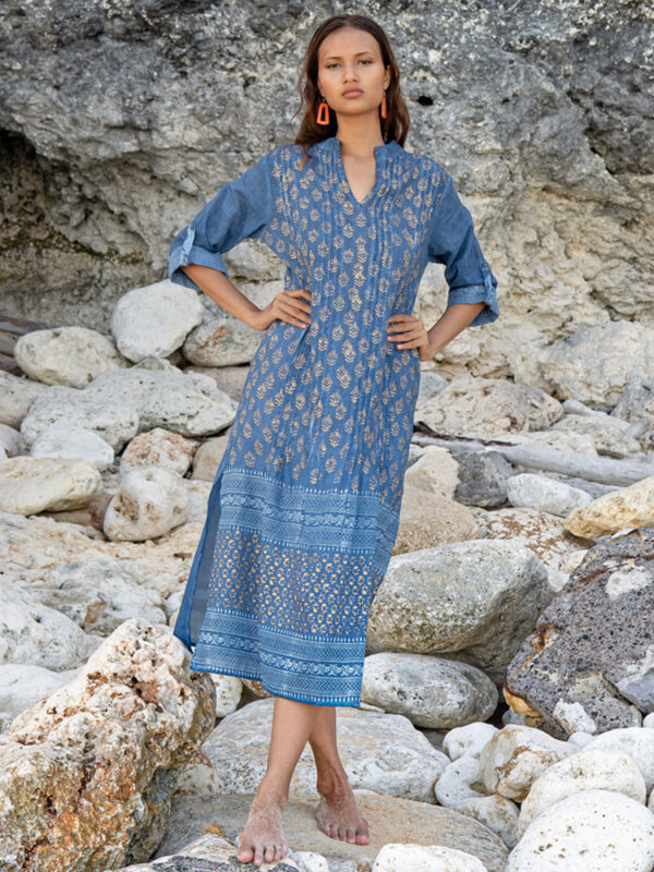 Blue kaftan Wildwood Cornwall