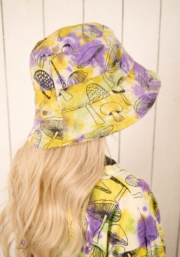 Tie dye bucket hat fair trade yellow purple Wildwood