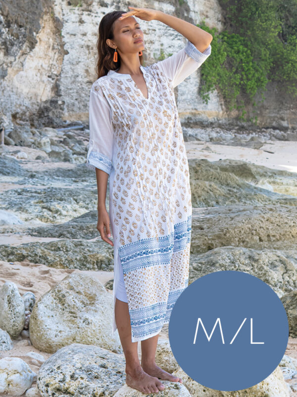 block printed long tunic dress wildwood cornwall