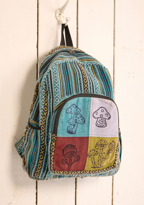 mushroom patchwork backpack Wildwood Cornwall