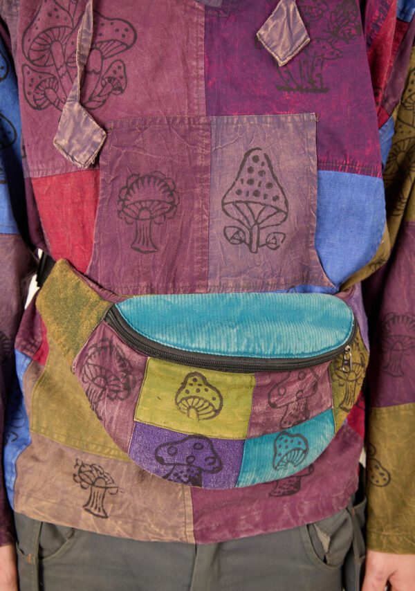 mushroom patchwork bumbag fair trade Wildwood Cornwall