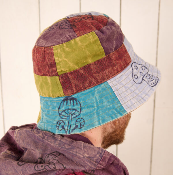 patchwork mushroom bucket hat wildwood cornwall