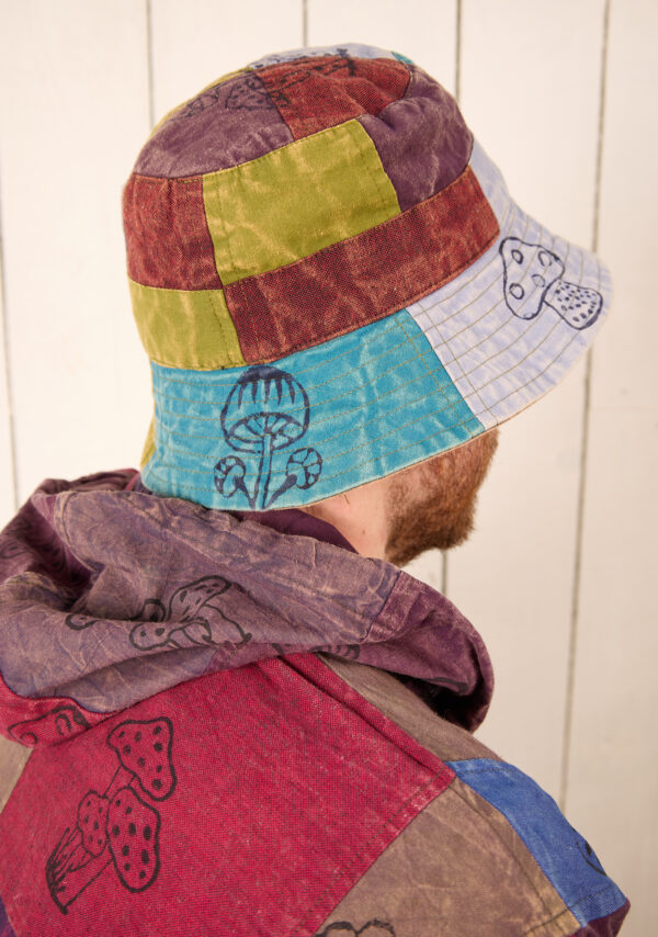 patchwork mushroom bucket hat wildwood cornwall