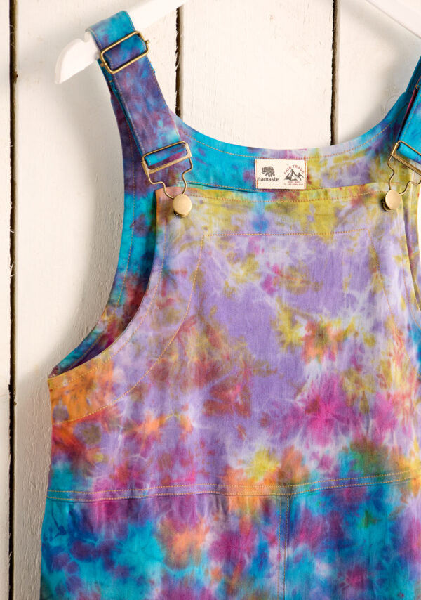 Bright tie dye cotton dungarees Wildwood Cornwsll