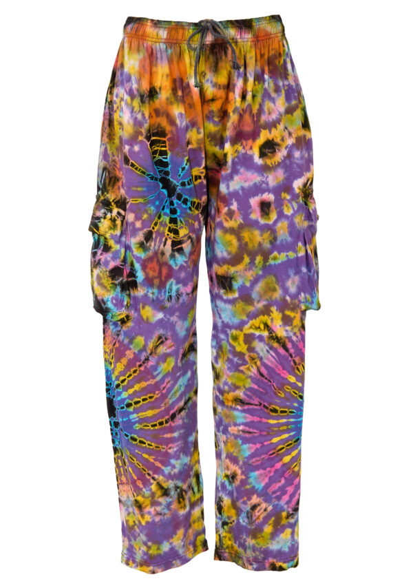 Cotton tie dye straight leg cargo trousers Wildwood cornwall