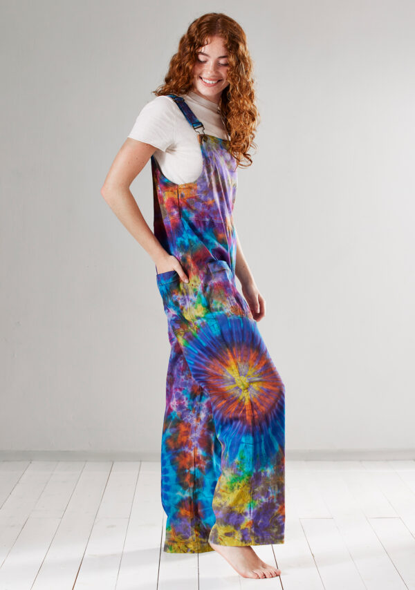 Fair trade cotton dungarees tie dye Wildwood Cornwall