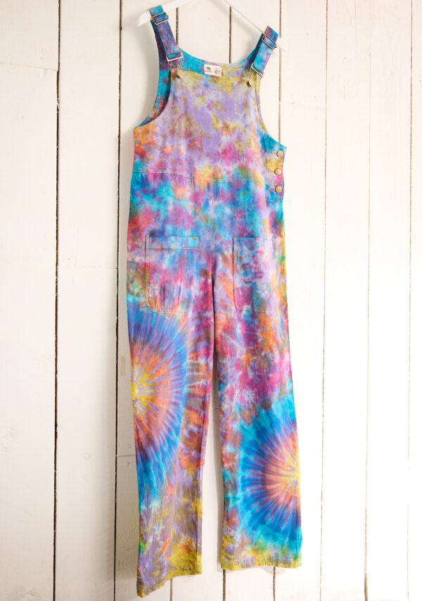 Festival tie dye cotton dungarees Wildwood Cornwall