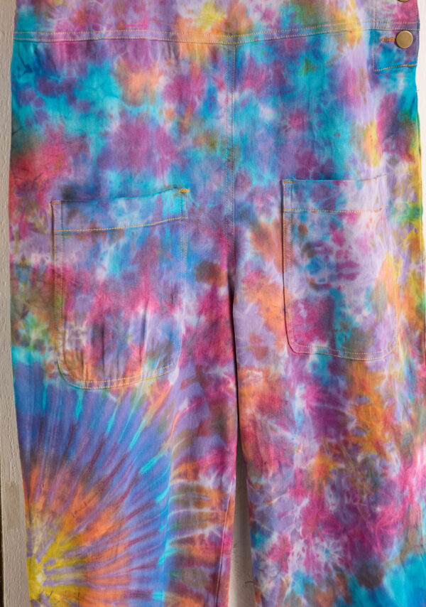 Tie dye cotton dungarees