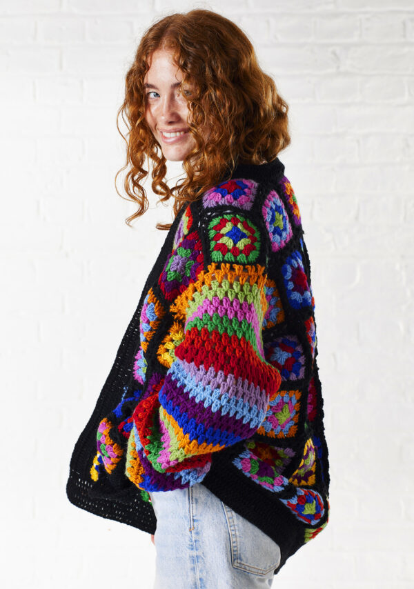 granny square crochet cardigan multi coloured wildwood cornwall Bude