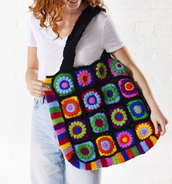 rainbow granny square crochet bag Wildwood cornwall