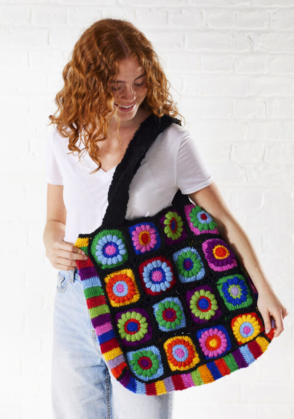 rainbow granny square crochet bag Wildwood cornwall