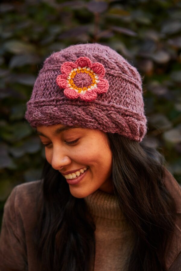 Pachamama beanie hat plum Wildwood Cornwall