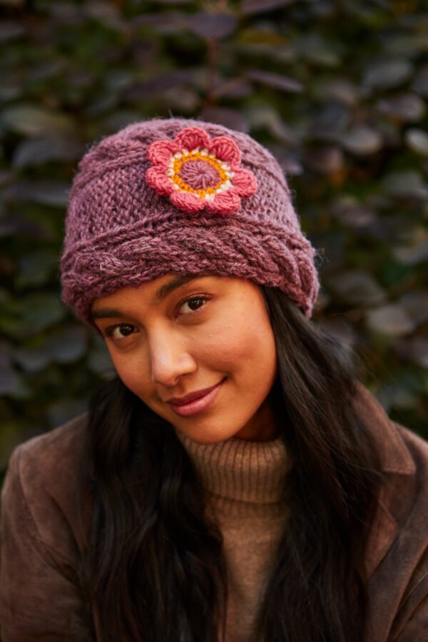 Pachamama beanie hat sorrento plum Wildwood Cornwall