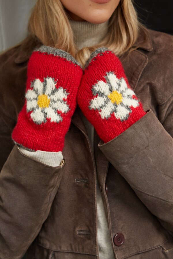 Pachamama vintage daisy red handwarmers Wildwood cornwall