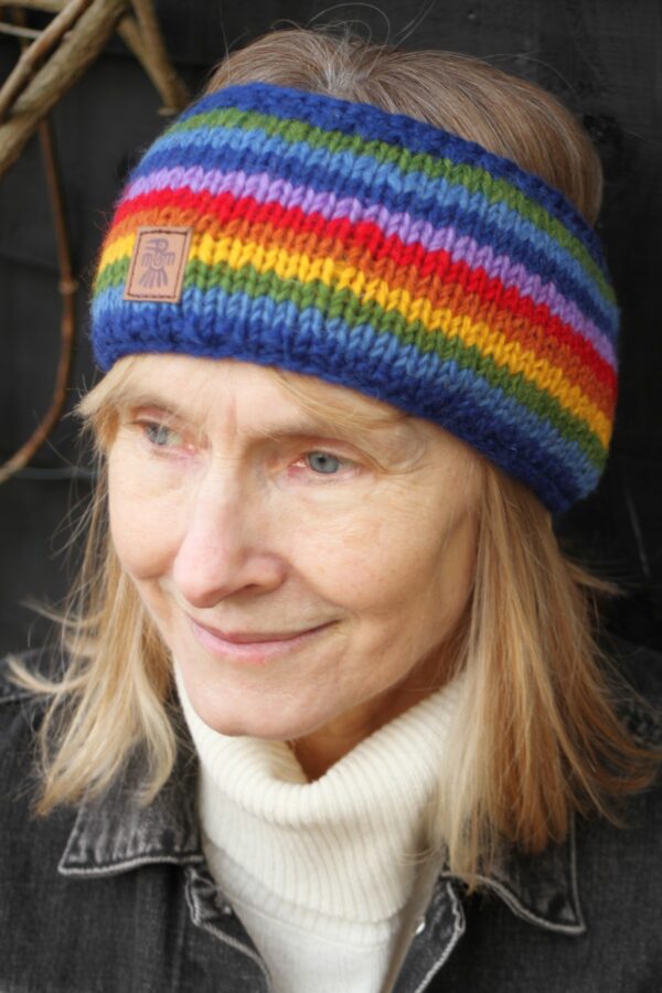 Rainbow wool headband pachamama wildwood cornwall