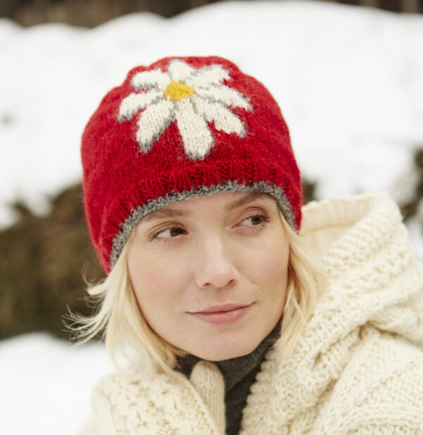 Vintage daisy red beanie hat pachamama wildwood cornwall