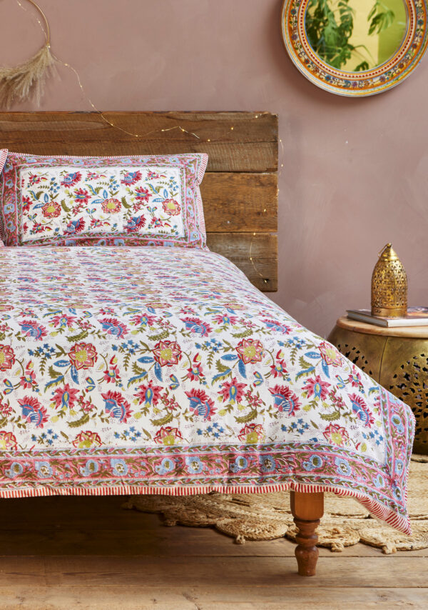 Double duvet set Indian floral block print wildwood cornwall