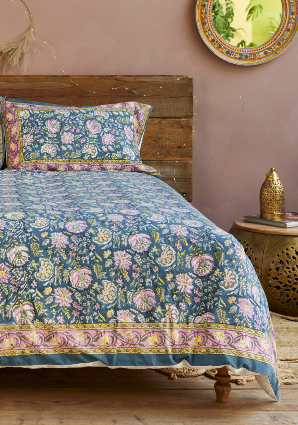 Malli block print floral duvet set Wildwood cornwall