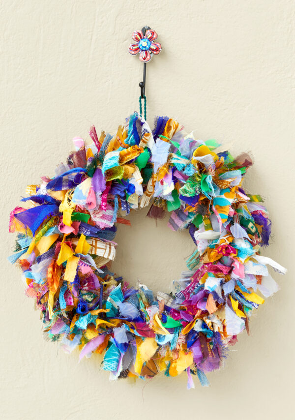 Recycled sari christmas wreath sustainable Wildwood cornwall