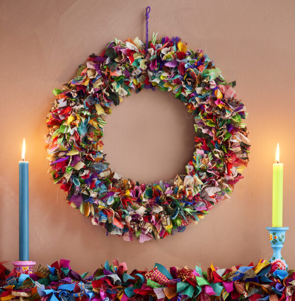 Recycled sari sustainable wreath wildwood cornwall