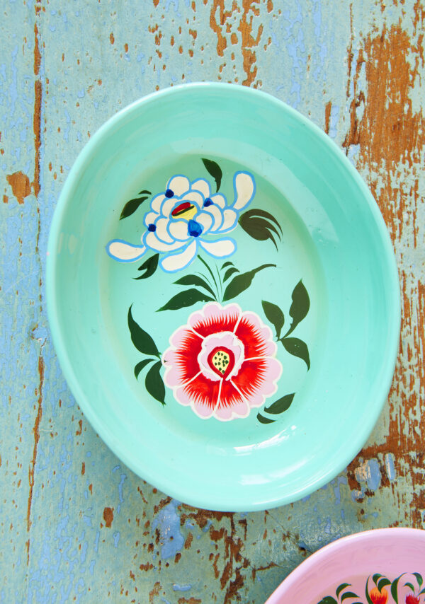 Turquoise floral trinket dish Wildwood Cornwall