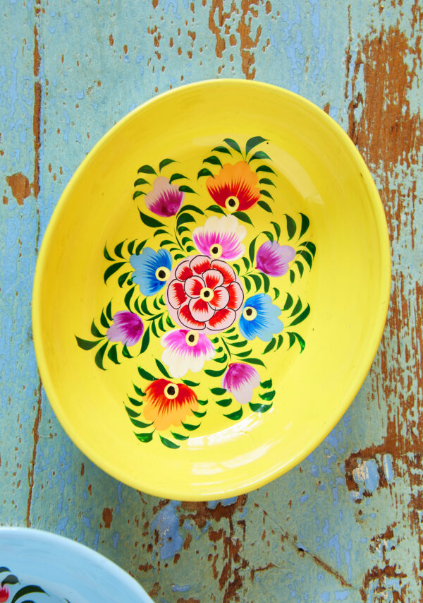 Yellow floral trinket dish Wildwood cornwall