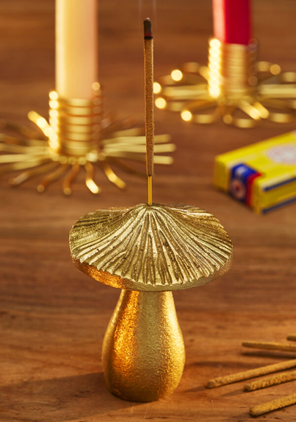 Brass finish mushroom incense holder wildwood cornwall