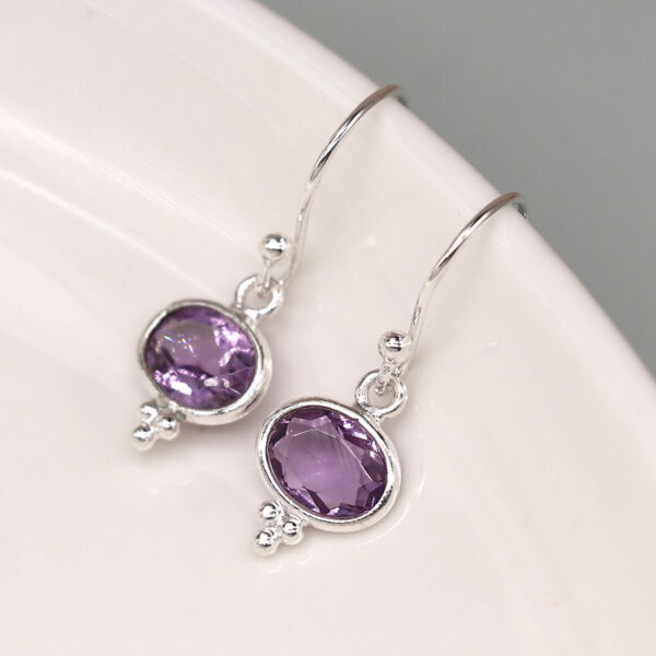 Oval amethyst sterling silver drop earrings wildwood cornwall