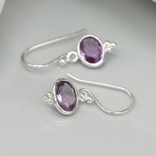 Oval amethyst sterling silver earrings wildwood cornwall