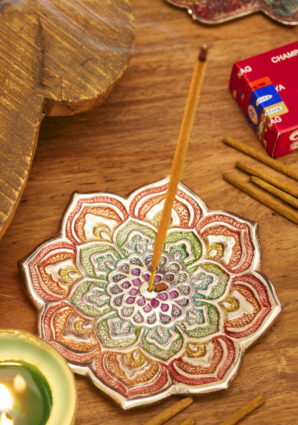 Rainbow chakra incense holder mandala flower wildwood cornwall