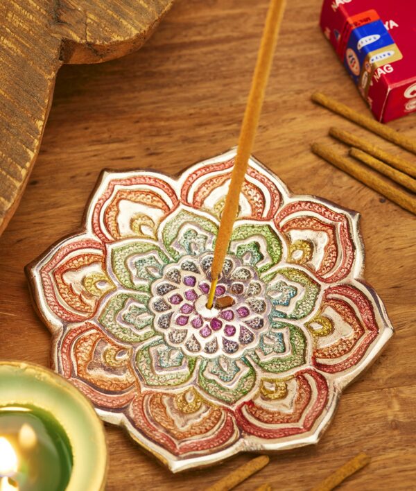 Rainbow chakra incense holder mandala flower wildwood cornwall copy