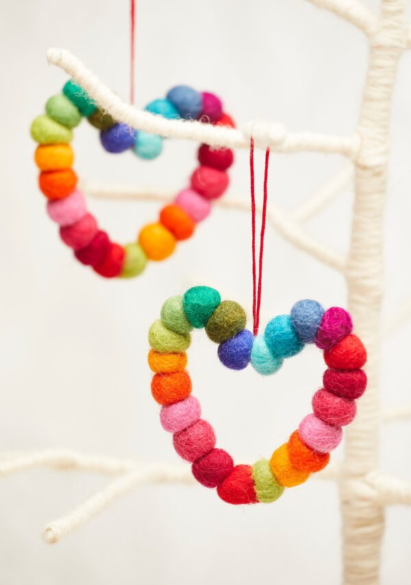 Rainbow felt heart christmas wedding kids room decoration wildwood cornwall