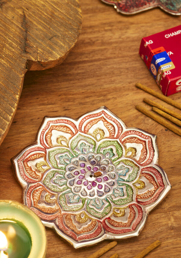 Rainbow mandala flower incense holder wildwood cornwall