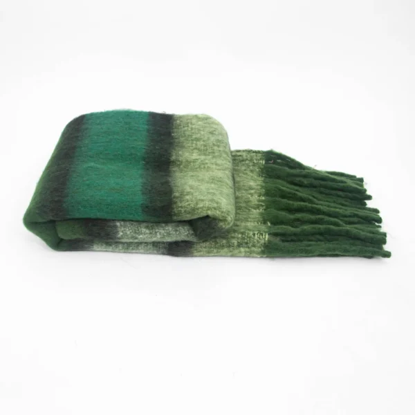 Soft green block stripe oversized scarf wildwood cornwall