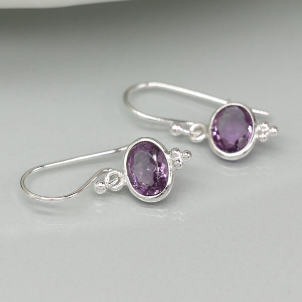 sterling silver amethyst oval drop earrings wildwood cornwall