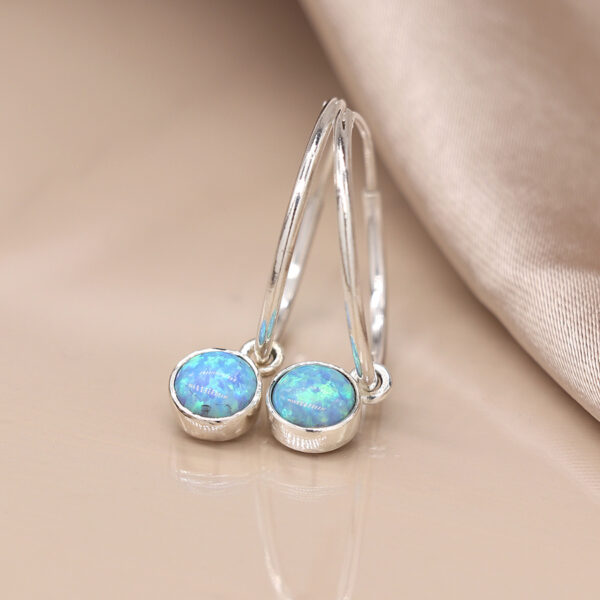 sterling silver opal hoop drop earrings christmas gift wildwood cornwall