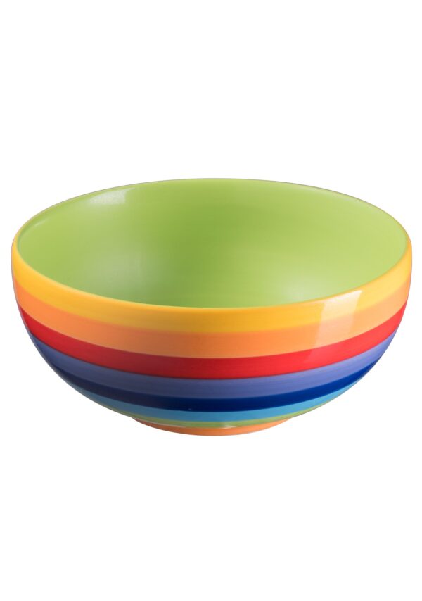 hand painted rainbow stripe ceramic bowl microwave safe