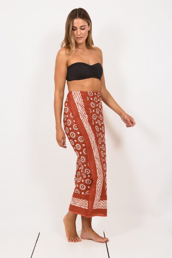 Rust orange pachamama fairtrade sarong Wildwood cornwall